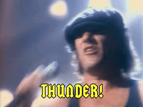 A Blurry Picture Of A Man With The Words Thunder Written On It GIF