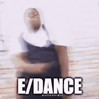 A Blurry Picture Of A Person Dancing With The Words E / Dance Written On It . GIF
