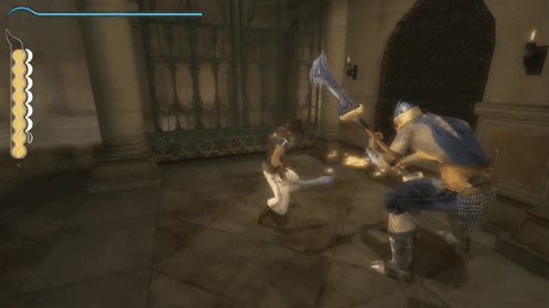 A Blurry Picture Of A Person Holding A Sword In A Video Game . GIF