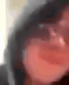 A Blurry Picture Of A Person 'S Face With A Red Lip GIF