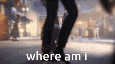 A Blurry Picture Of A Person 'S Feet With The Words Where Am I Written Below Them GIF