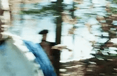 A Blurry Picture Of A Person Walking In A Puddle Of Water . GIF