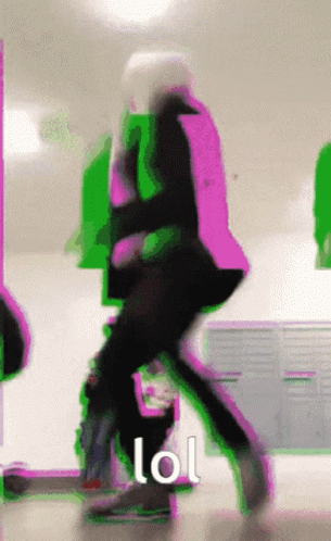 A Blurry Picture Of A Person Walking With The Words Lol Written On The Bottom GIF