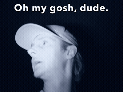 A Blurry Picture Of A Person With The Words Oh My Gosh Dude On The Bottom GIF