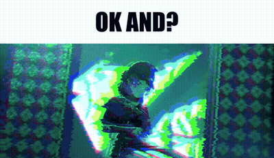 A Blurry Picture Of A Person With The Words Ok And On Top GIF