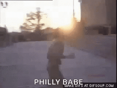 A Blurry Picture Of A Person With The Words Philly Babe Written On It GIF