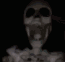A Blurry Picture Of A Skeleton With A Long Stick In Its Head . GIF