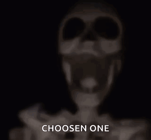 A Blurry Picture Of A Skeleton With The Words Choose One GIF