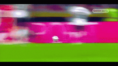 A Blurry Picture Of A Soccer Field With The Words Gocchy.xd On The Bottom Right GIF