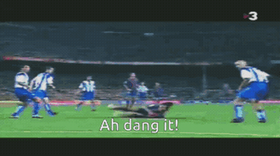 A Blurry Picture Of A Soccer Game With The Words Ah Dang It Written On The Bottom GIF