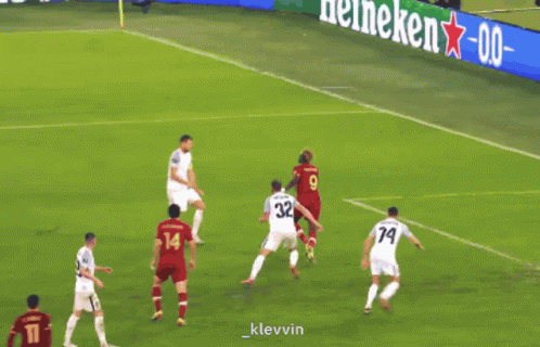 A Blurry Picture Of A Soccer Goal With The Name Klevvin Visible GIF