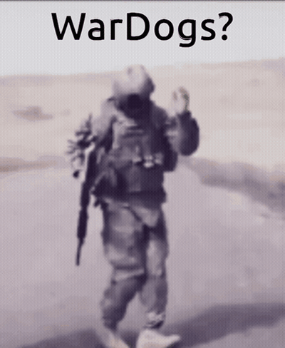 A Blurry Picture Of A Soldier With The Words Wardogs On The Bottom Right GIF