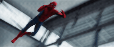 A Blurry Picture Of A Spiderman Flying Through A Building GIF
