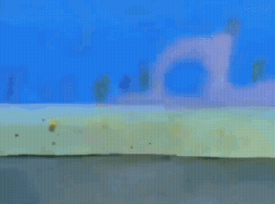 A Blurry Picture Of A Spongebob Squarepants Character With A Surprised Look On His Face GIF