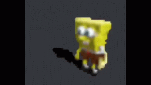 A Blurry Picture Of Spongebob Squarepants Holding A Black Object GIF