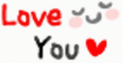 A Blurry Picture Of The Words `` Love You '' With A Red Heart In The Middle . GIF