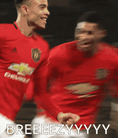 A Blurry Picture Of Two Soccer Players With The Words Breeezyyyy On The Bottom Right GIF