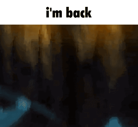 A Blurry Picture With The Words I 'M Back GIF