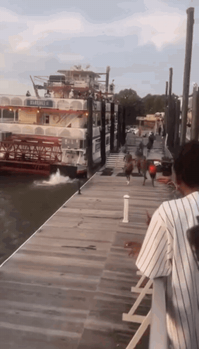 A Boat With The Word Gladwell On The Front GIF
