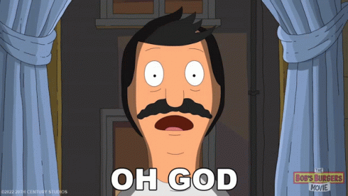A Bob 'S Burgers Movie Poster With A Surprised Bob GIF