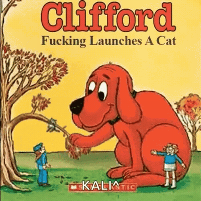 A Book Called Clifford Fucking Launches A Cat By Kaliatics GIF
