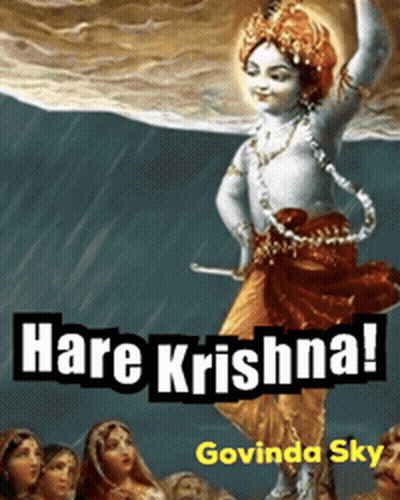 A Book Called Hare Krishna By Govinda Sky Has A Picture Of Krishna On The Cover GIF