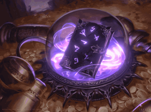 A Book Is Surrounded By Purple Light And Has The Letters X And A On It GIF