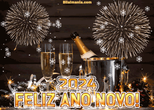A Bottle Of Champagne Sits In A Bucket Next To Two Glasses GIF