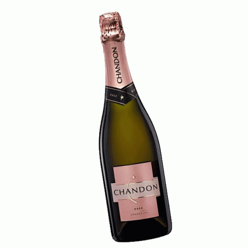 A Bottle Of Chandon Rose Champagne With A Gold Cap GIF