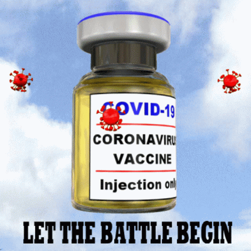A Bottle Of Covid-19 Coronavirus Vaccine Injection Only Is Floating In The Air GIF