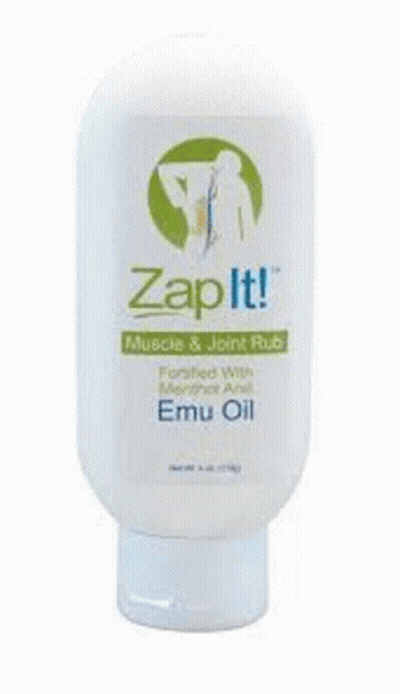 A Bottle Of Emu Oil Is Sitting On Top Of A White Package . GIF