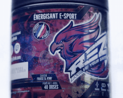 A Bottle Of Energisant E-Sport With An Eagle On The Label GIF