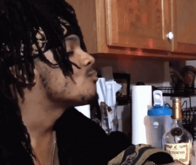 A Bottle Of Hennessy Sits In A Kitchen GIF