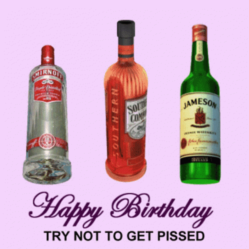 A Bottle Of Jameson Sits Next To A Bottle Of Smirnoff And A Bottle Of Vodka GIF