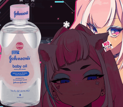 A Bottle Of Johnson 'S Baby Oil Next To A Girl With Ears GIF
