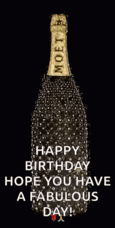 A Bottle Of Moet Champagne With The Words Happy Birthday Hope You Have A Fabulous Day On It GIF