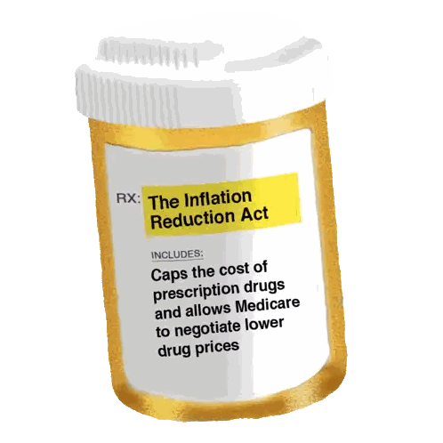 A Bottle Of Pills That Says Rx The Inflation Reduction Act Sticker