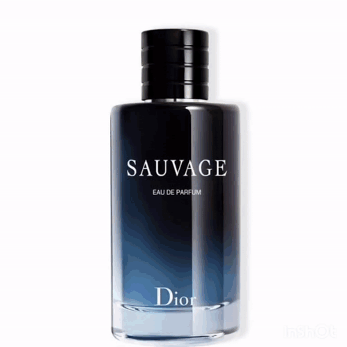 A Bottle Of Sauvage Eau De Parfum By Dior Sits On A Wooden Ledge GIF