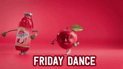 A Bottle Of Snapple Juice And An Apple With Arms And Legs GIF