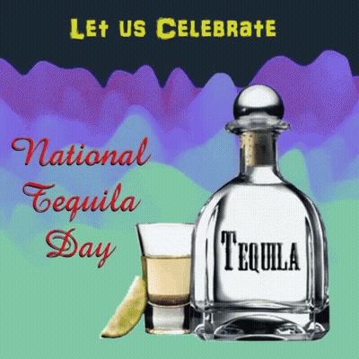 A Bottle Of Tequila Next To A Shot Glass And A Slice Of Lime GIF