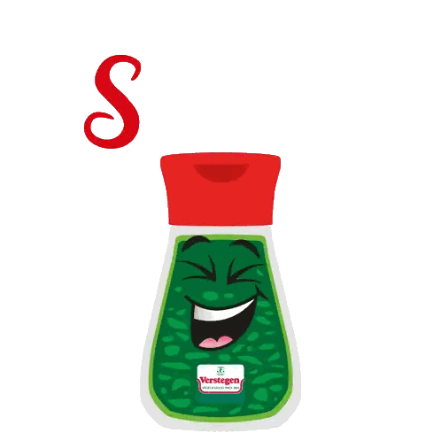 A Bottle Of Verstegen Sauce With A Laughing Face On It Sticker