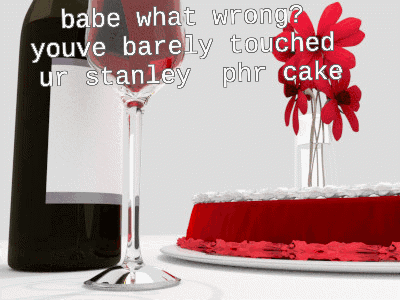 A Bottle Of Wine Next To A Cake And A Glass Of Wine GIF