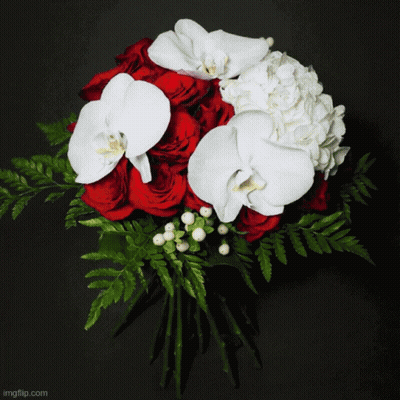 A Bouquet Of Pink And White Flowers With A Grace Favour Ribbon GIF