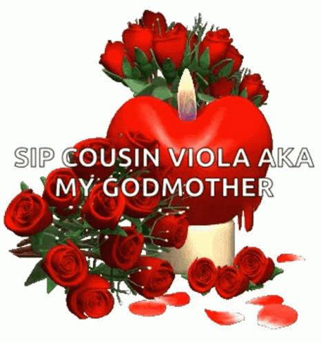 A Bouquet Of Red Roses And A Heart Shaped Candle GIF
