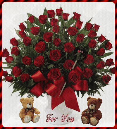 A Bouquet Of Red Roses In A Vase With The Words For You GIF