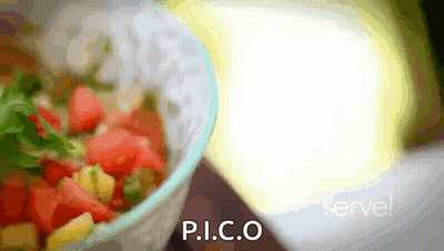 A Bowl Of Food With P.i.c.o. Written On It GIF