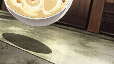 A Bowl Of Soup Is Being Thrown On The Floor GIF