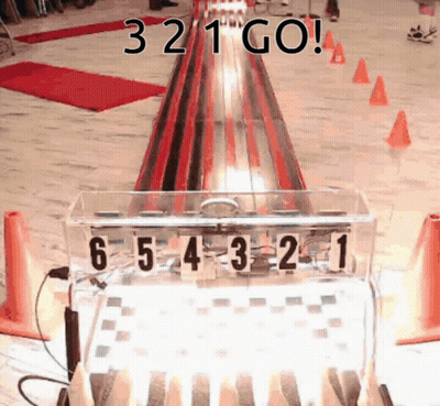 A Bowling Alley With The Words 321 Go On Top GIF