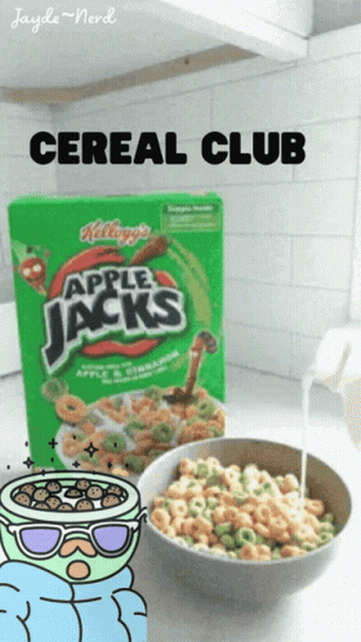 A Box Of Apple Jacks Cereal Next To A Bowl GIF