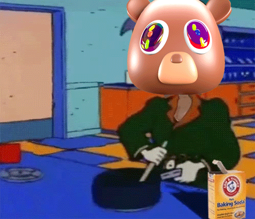 A Box Of Arm & Hammer Baking Soda Sits Next To A Cartoon Bear GIF